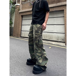 美式hiphop迷彩裤男高街潮牌痞帅宽松微喇休闲工装裤 KX421图片