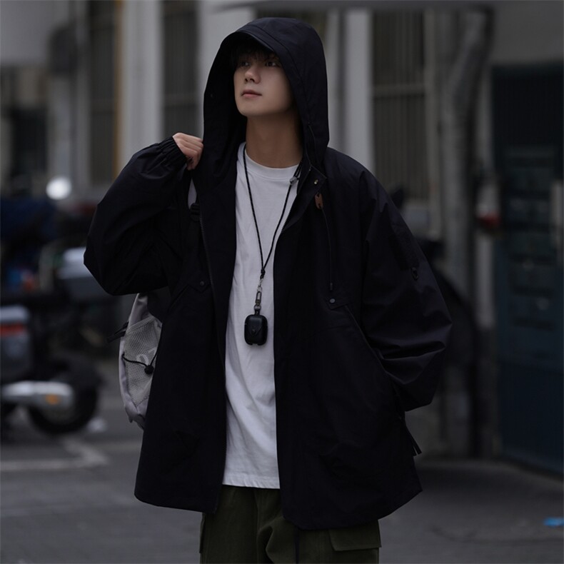 冲锋衣男高品纯色宽松夹克外套DSA157B-J90-P60图片