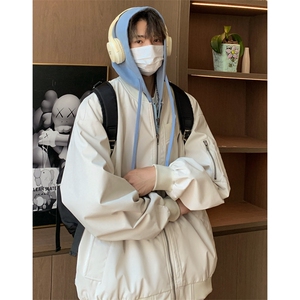 学院风新款假两件夹克男痞帅宽松二开上衣外套DSA157B-J205-特P85图片
