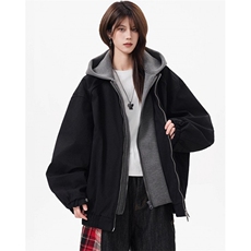 假两件拼接连帽棉服女男冬季宽松加厚夹克外套J45，男装夹克，星座1116A（原606A-3）