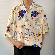 夏季五分袖潮牌宽松垂感面料男式痞帅衬衫男百搭防晒服外套夹克，男装衬衫，星座301D-5(原星座1415）