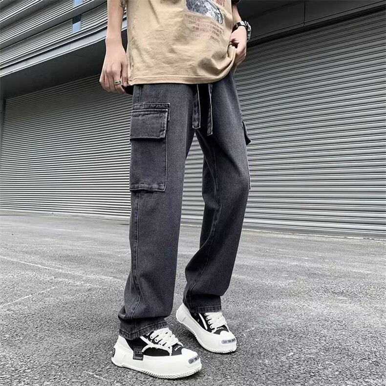 日系长裤拉链时尚新款文艺中腰青春流行夏季微弹牛仔裤男潮流,男装牛仔裤,星座716-4