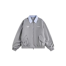 739-P58新品假两件外套男女春秋美式复古绣花学院风潮流高级感，女装短外套，电商B323A