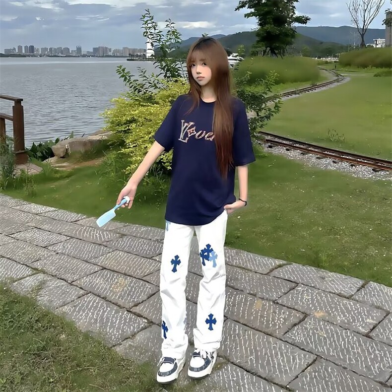 N7073-P48日系潮流新款慵懒简约ins气质原宿牛仔裤百搭流行文艺,男装牛仔裤,电商B323A