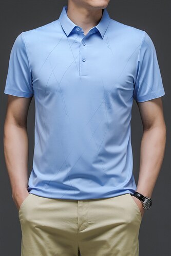 短袖t恤男士2023夏新款休闲宽松半袖冰丝速干上衣翻领透气polo衫，男装T恤，电商B212（原钱塘6029）