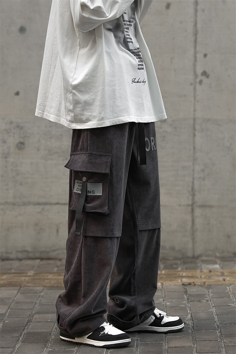 22秋新款高端方格灯芯绒休闲宽松港风工装休闲裤B266-X825-P60,男装工装外套,星座B257-1