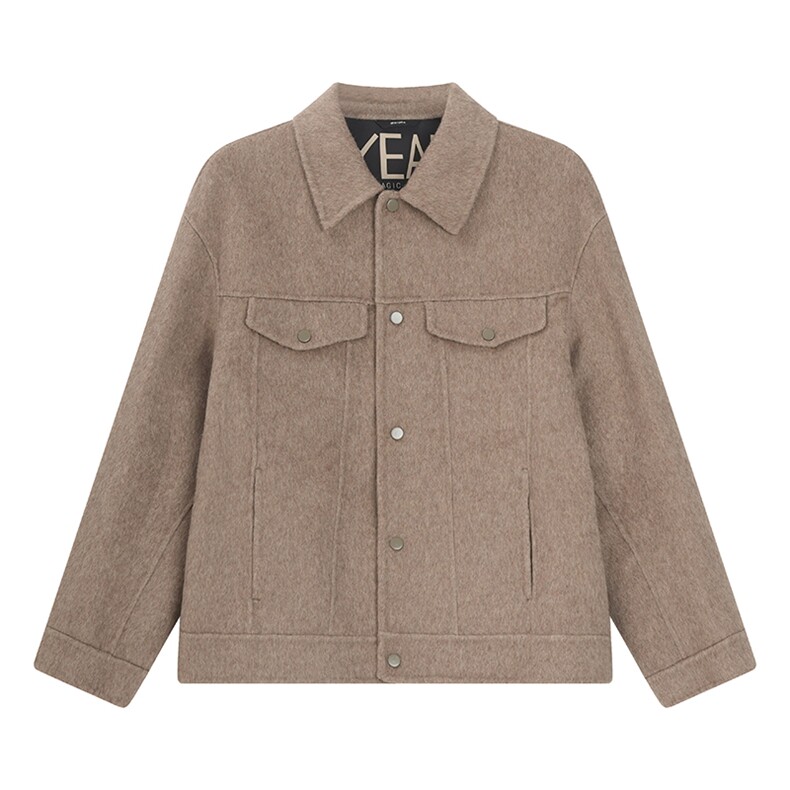 手工双面呢大衣男秋冬新款双排扣长款羊绒呢子夹克1409-2400，男装夹克，星座1409