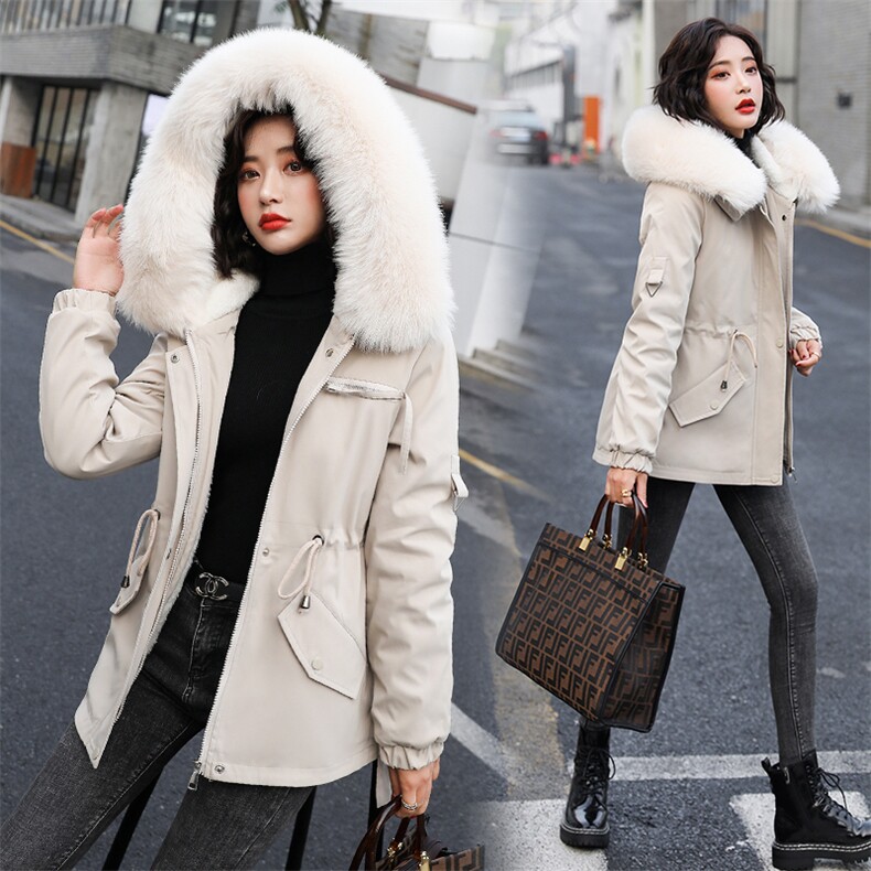 棉衣女中长款派克服2020冬装新款女装大毛领连帽棉袄棉袄外套潮派克服,女装派克服,依恋蒂丝