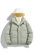 冬季青少年连帽假两件外套加绒加厚休闲简约棉衣棉服5303-P85，男装棉衣，电商B306