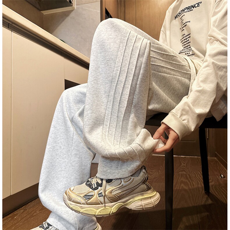 休闲裤男2024春季新款港风宽松阔腿裤学生长裤子K8072-P38,男装休闲裤,星座214-3