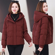 连帽短款羽绒服女冬季2024新款中年妈妈小个子加厚保暖白鸭绒外套，女装羽绒服，婷轩阁