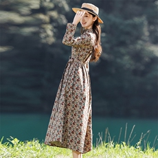 苏杭高端亚麻长袖连衣裙2025年春季新款妈妈打底减龄时尚收腰外穿，女装连衣裙，水衣源