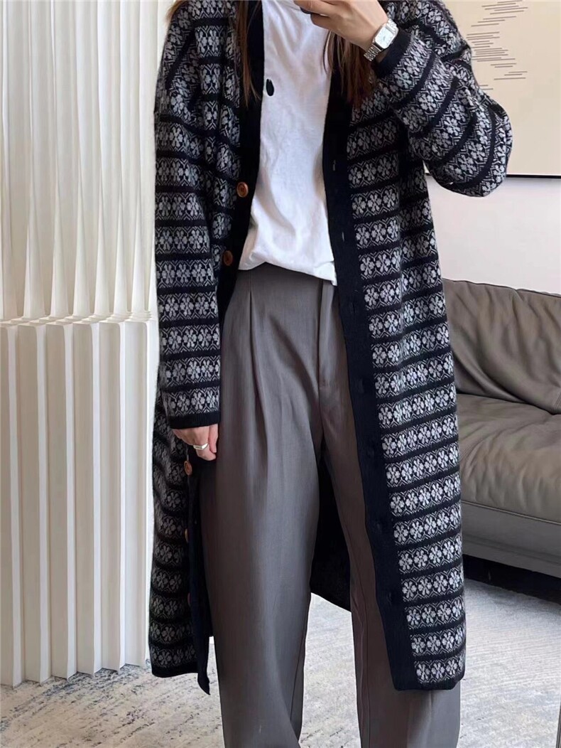 中长款V领开衫女秋冬慵懒软糯休闲宽松保暖针织衫,女装羊毛衫,纳慈羊绒