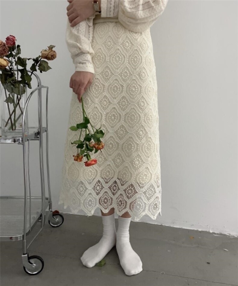 爆-磨毛系列-针织双层蕾丝半裙，女装半身裙，新袖