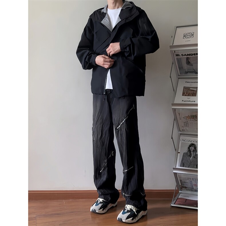 B221美式ins高街小众宽松拉链牛仔裤LK23126-P70控98,男装牛仔裤,电商B221