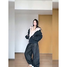 现货高品质美式高街冬季重磅硬挺短款座山雕毛领棉衣男女加厚外套，男装棉衣，电商A486-1