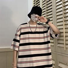 703-T315-P35夏季精梳棉柔软舒适休闲条纹T恤，男装T恤，星座703