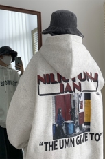 HD1445-TP75控价98冬季加绒连帽卫衣男设计感美式复古印花外套，男装卫衣，电商A102-1