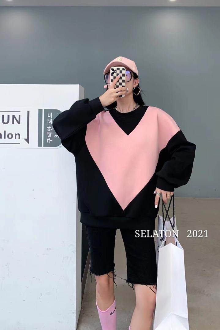 撞色韩版卫衣，女装卫衣/绒衫，雪蘭桐