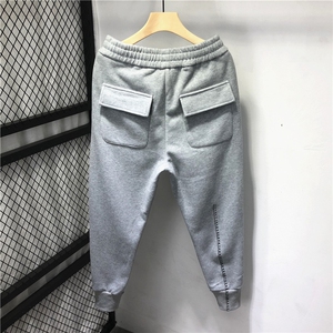 冬季加绒加厚尺码刺绣修身束脚哈伦运动休闲卫裤男9187款P85图片