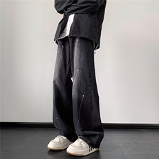 高街牛仔裤男韩版潮涂鸦印花个性2025春季ins宽松长裤RK1280-P45，男装牛仔裤，星座412-2