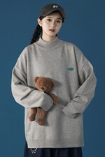 纯色套头中领毛衣男潮牌宽松半高领打底针织衫线衣 A125-055-P50图片