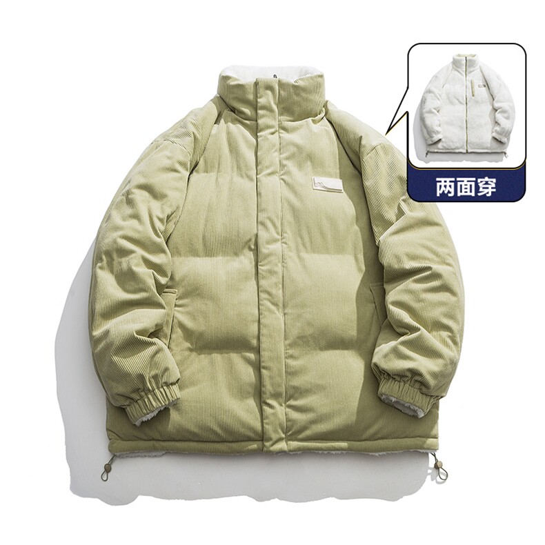 冬季宽松纯色双面穿情侣休闲加厚保暖立领棉潮流服棉衣外套,男装棉衣,星座205-3