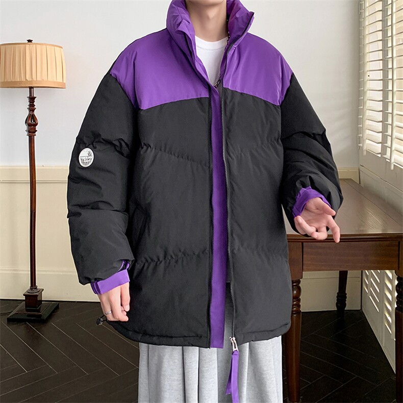 港风潮牌新款拼色立领棉服潮流保暖棉衣M071-P85控118,男装棉衣,星座717