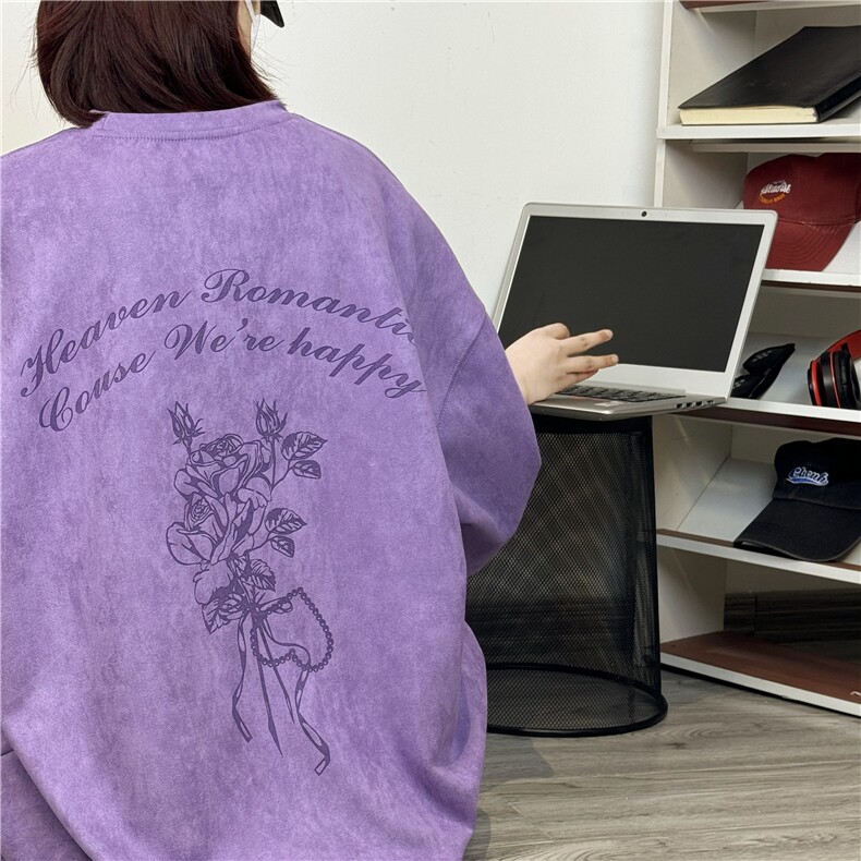 麂皮绒烧花美式复古街头潮牌t恤重磅中性XZ301B-JB4301-p28图片