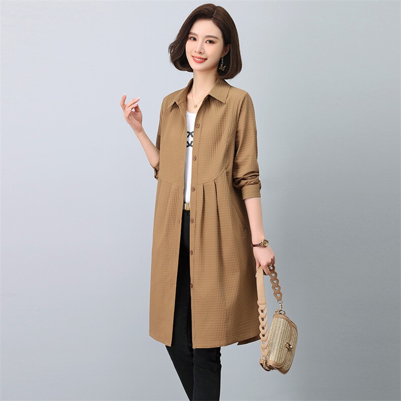 （新款长期有货）2025春秋风衣薄款中长款外套，女装风衣，忆绮罗