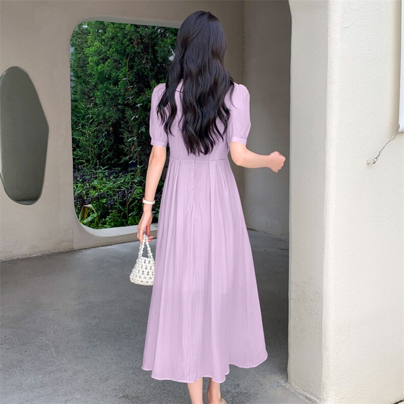 现货新中式气质假两件套连衣裙女2024夏季新款复古元素改良旗袍,女装连衣裙,网红馆