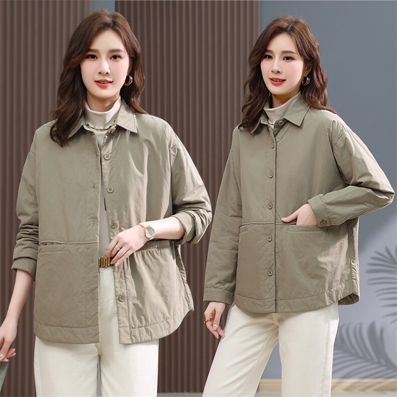 2022冬装新款韩版加棉衬衫单排扣,女装棉衣/棉服,小林双子