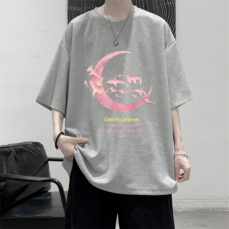 HT73209-P22 华夫格t恤男短袖男大码五分袖 大皂风图片