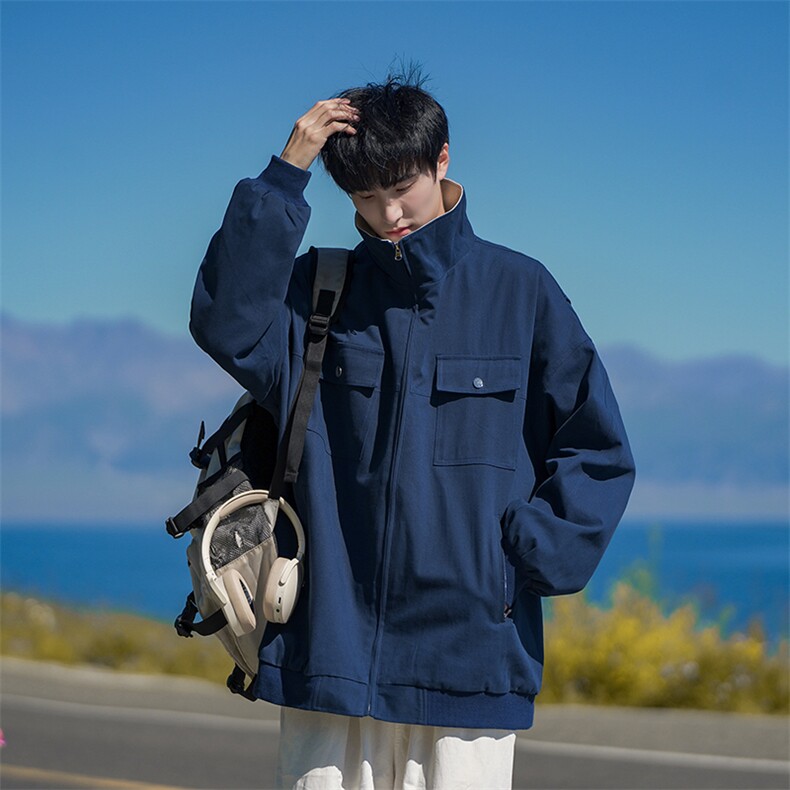 B225-W8593-P95-X119--复古翻领双口袋夹克-全棉-现货,男装夹克,电商B225