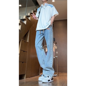 抖音品质休闲牛仔裤男贴标牛仔裤vibe高街裤子B315-K5550-P45控58图片