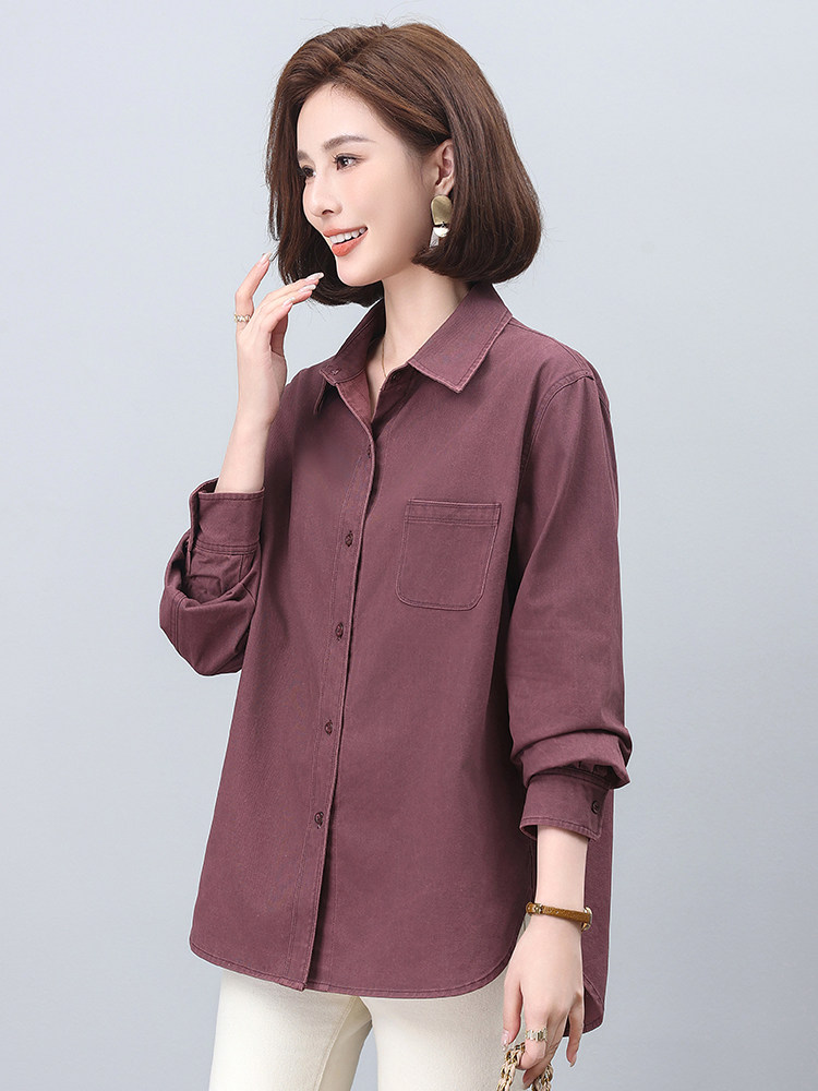 衬衫2024新款女早春休闲时尚洋气大码显瘦气质小个子妈妈纯棉上衣,女装衬衫,希欧阁