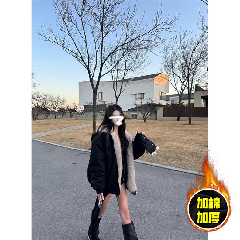 两面穿现货重磅短款座山雕棉衣男女双面穿毛毛绒棉服加厚外套,男装棉衣,电商A443