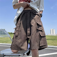 美式机能多口袋纯棉工装短裤男潮牌炸街hiphop宽松阔腿休闲五分裤，男装休闲裤，星座601-2