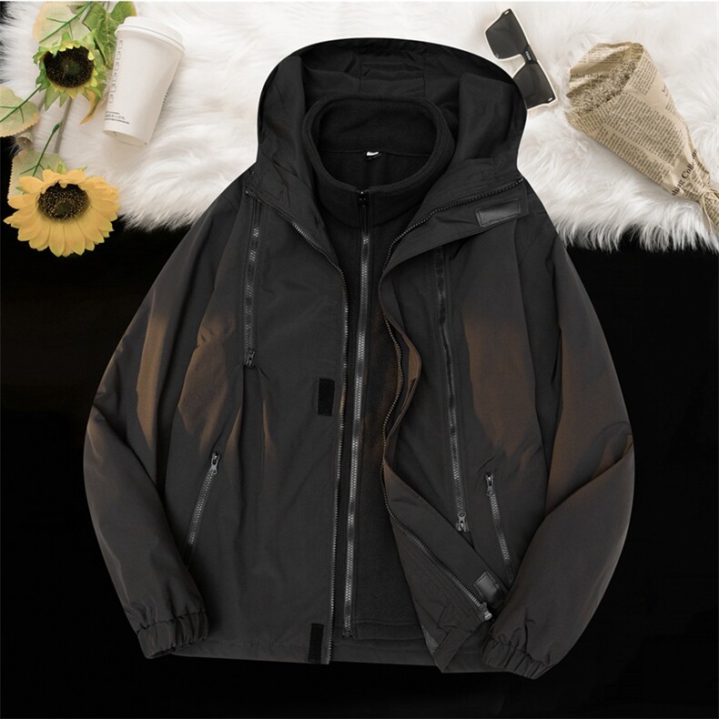 2025冬季户外冲锋衣加厚三合一冲锋衣可拆卸大码防风防水外套夹克，男装夹克，星座1402-3