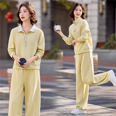 2026年新款早春高级运动感休闲卫衣卫裤老钱百搭白色女两件套套装，女装卫衣/绒衫，梦懿尔