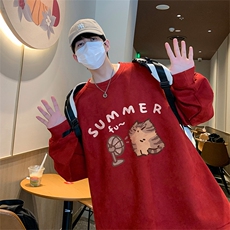 原创港风供抖音得物高品质直播麂皮绒宽松男卫衣W3037P38，男装卫衣，电商C408-1(原B339-1)