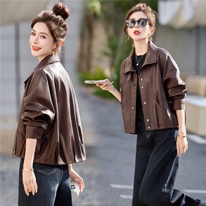 已出货春装新品 美拉德皮衣外套女短款韩版宽松休闲百搭机车服潮图片