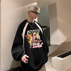 有货美式复古字母印花拼色赛车服卫衣男潮牌宽松高街立领上衣，男装卫衣，星座203-1