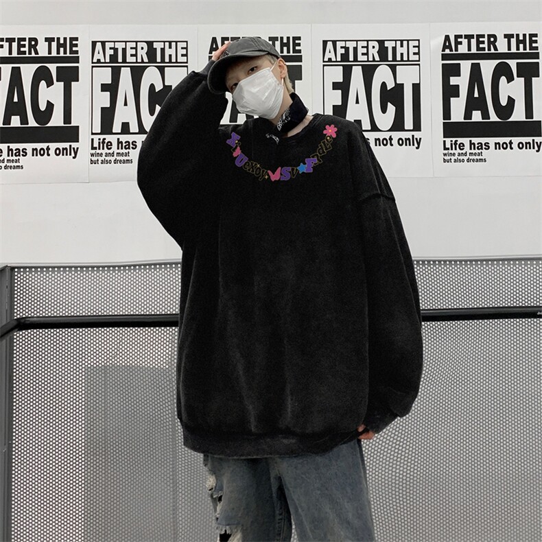 美式潮牌重磅水洗做旧圆领卫衣力推大码男XZ517A-BK5560-P58,男装卫衣,星座517A