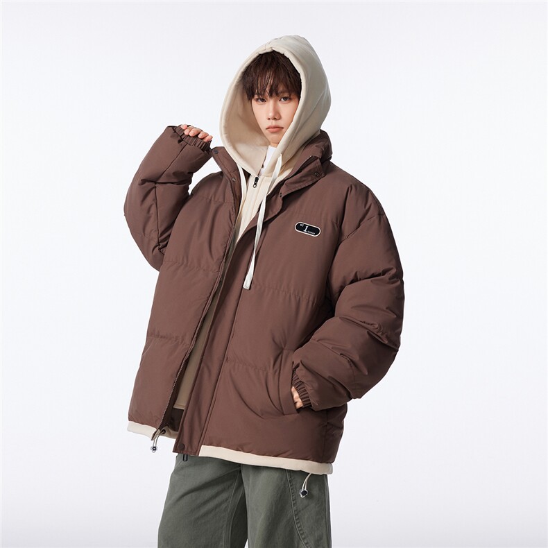 青少年男女潮牌假两件连帽外套棉袄宽松加厚棉衣MD9999P62，男装棉衣，星座817