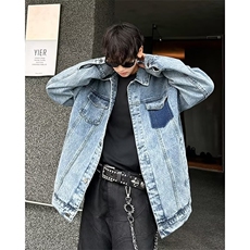 水洗牛仔夹克男装复古多口袋休闲宽松上衣外套7770P80，男装夹克，星座410-2