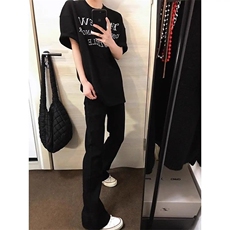 高街美式休闲百搭微喇牛仔裤男夏季新款显瘦弯刀裤黑色长裤N1017，男装牛仔裤，星座1116A（原606A-3）