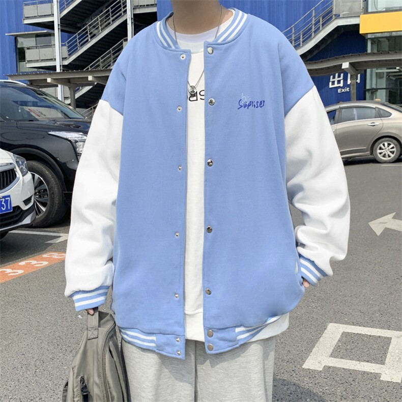 Y8889P30港风外景2024秋季新款青年兔子印花卫衣棒球领开衫潮,男装卫衣,电商A026-1