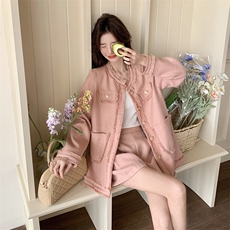 现货-2025年春季新款粉色小香风两件套203P175K248，女装套装/套裙，浪娴服饰