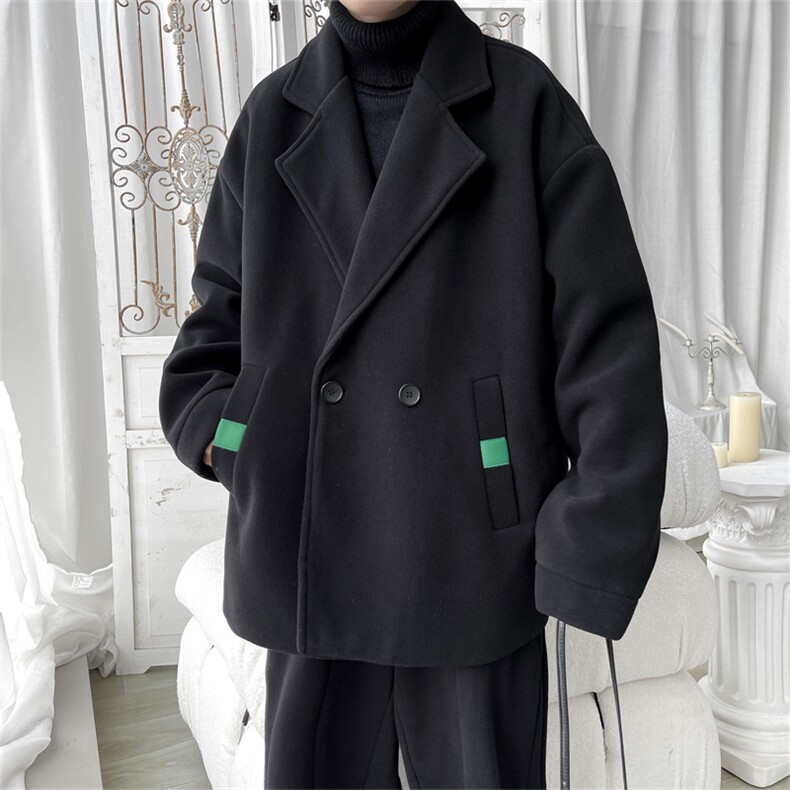N6138/P85秋冬款西服双排扣毛呢大衣男宽松大码呢料夹克外套呢子，男装毛呢大衣，电商A141